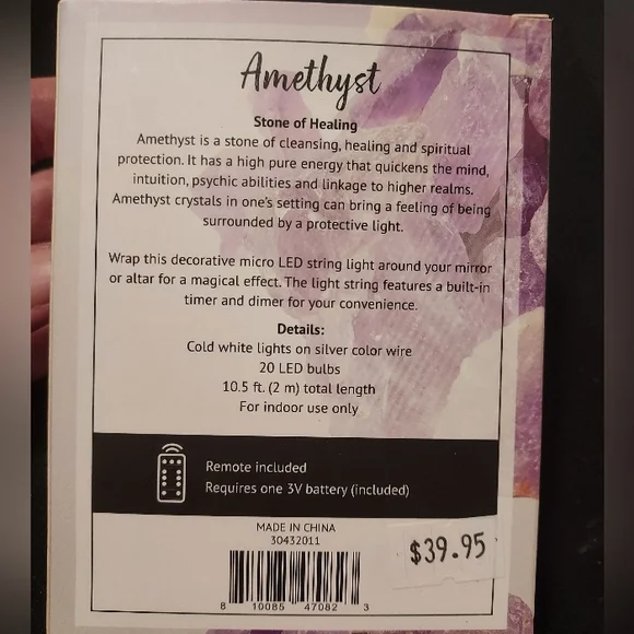 NWT, " Harmonia " AMETHYST LED STRING LIGHTS, with Remote - Picture 3 of 7